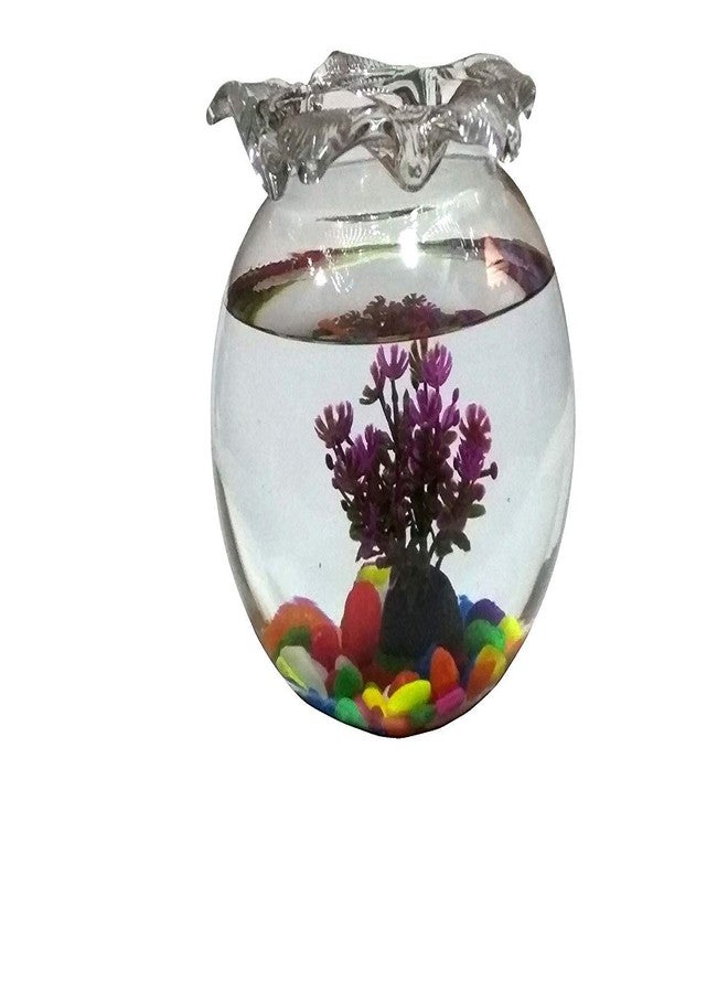 ABG ROUND GLASS TERRARIUM/AQUARIUM VESSEL. ONE UNIT WITH COLORFUL STONES, ONE ARTIFICIAL PLANT AND TWO ARTIFICIAL FISH. 6 INCH - Image 5